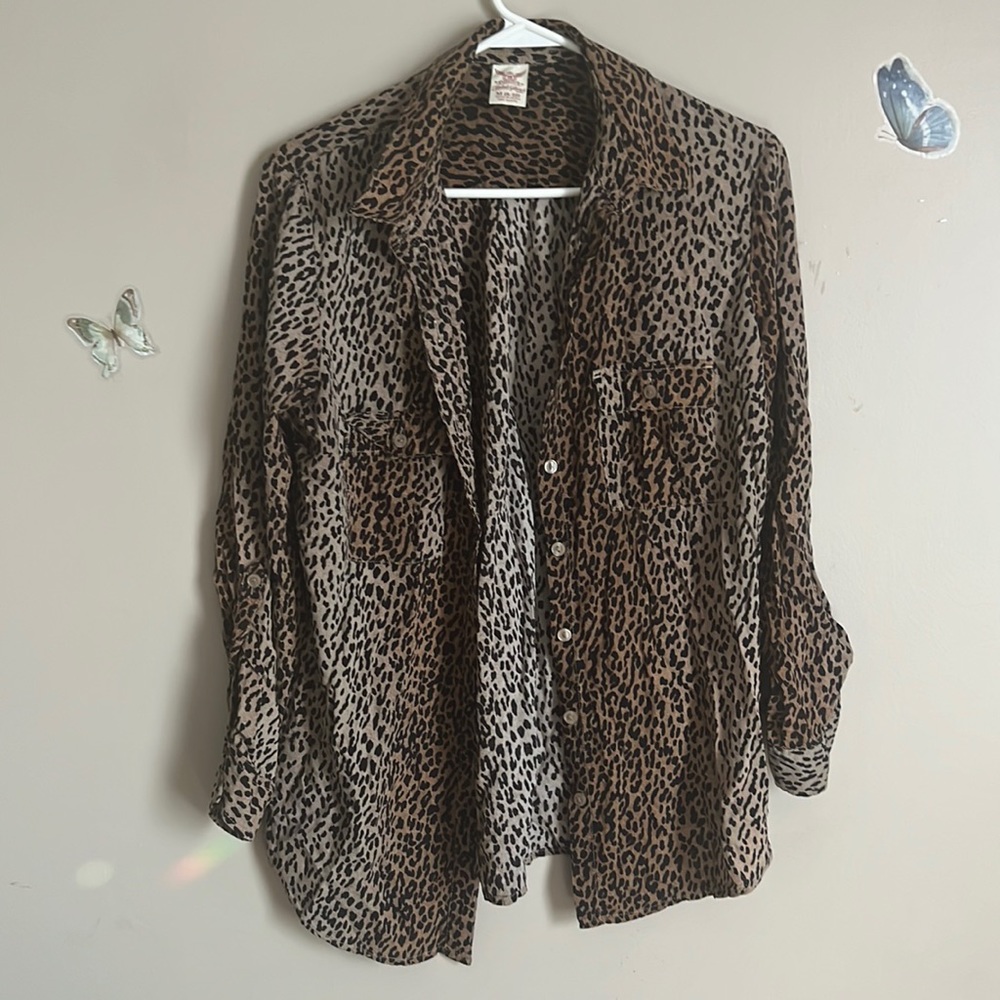 Animal print button down shirt
